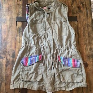 Green with Aztec detail utility vest